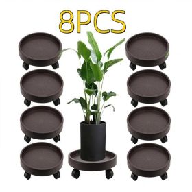 8 Pack Plant Caddy with Wheels, Heavy Duty 12.2 Inch Rolling Plant Stand for Moving Potted Flowers Indoor Outdoor, Brown (Option: 8pcsplantcaddy)