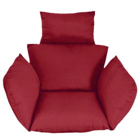 Egg Chair Cushion Hanging Basket Seat Cushion Thicken Soft Egg Swing Chair Pad Hanging Egg Chair Cushion with Headrest (Color: WineRed)